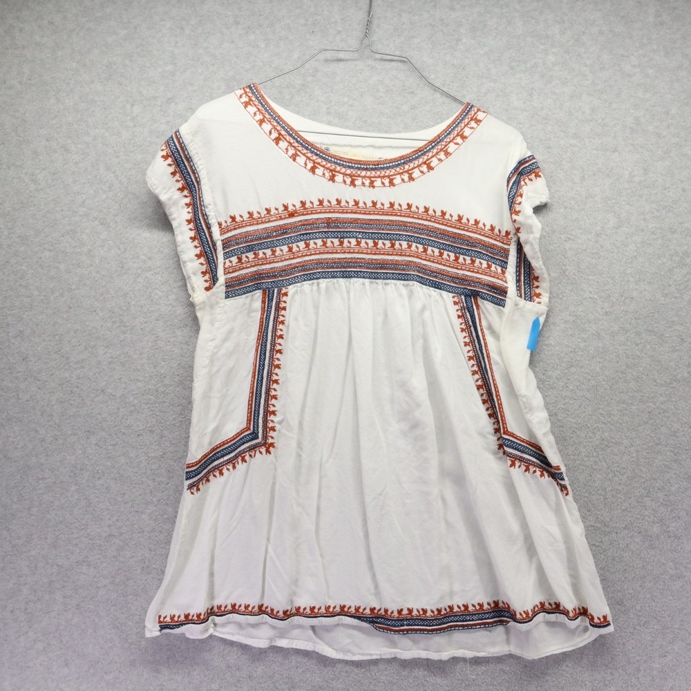 Chelsea & Violet Top Womens Medium Embroidered Casual Boho White Sleeveless